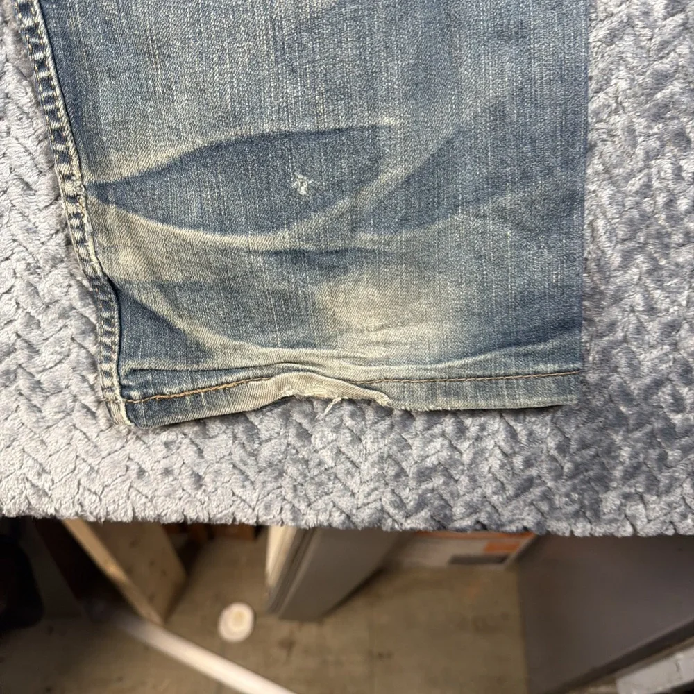 Levis 504 Jeans Adult 34x32 Blue Red Tab Denim Medium Wash Straight Distressed‎